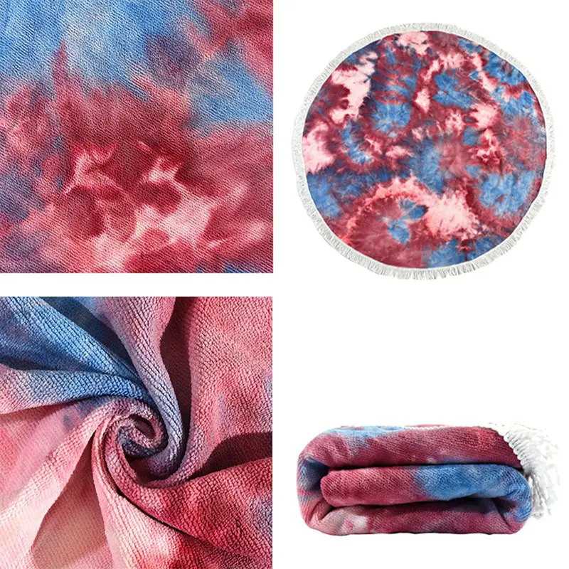 tie-dyeing round beach towel