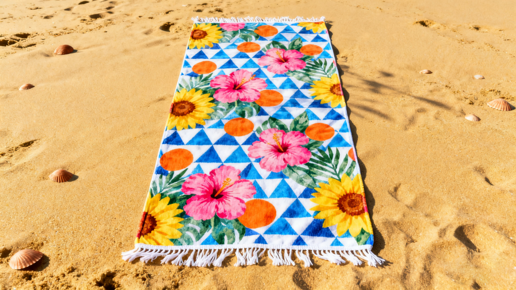 Beach towel with pictures
