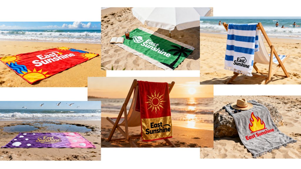 Corporate branding on monogrammed beach towels